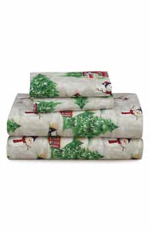 AZORES HOME Snowman Cotton Flannel Sheet Set
