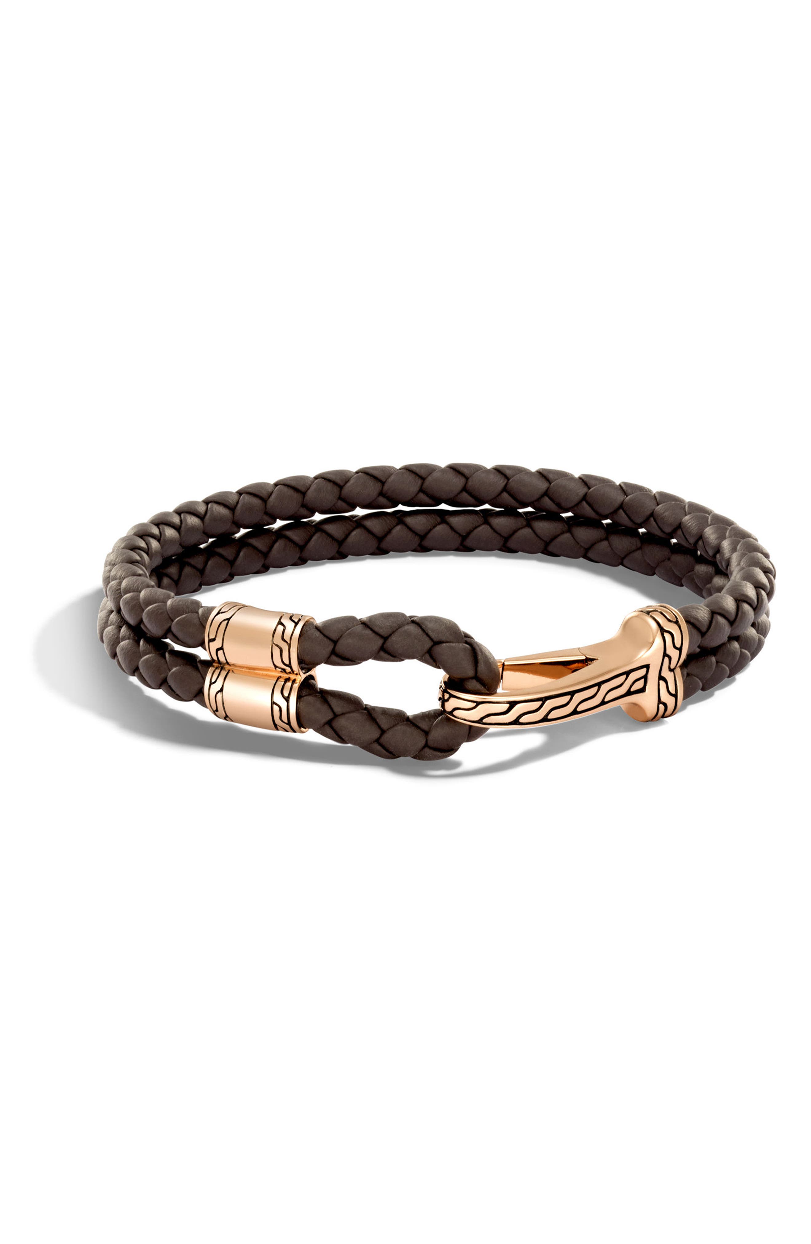 John Hardy Classic Double Leather Chain Bronze Hook Bracelet (Men ...