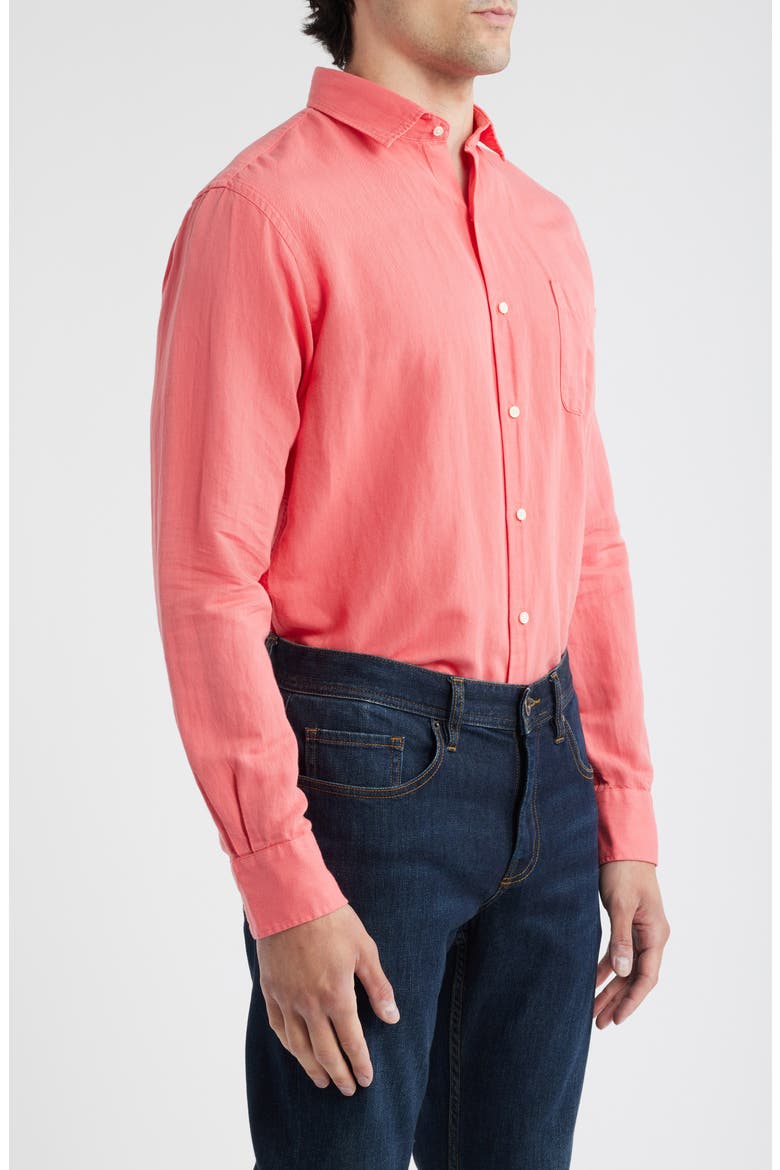 Canal Linen & Cotton Sport Shirt, Alternate, color, GERANIUM