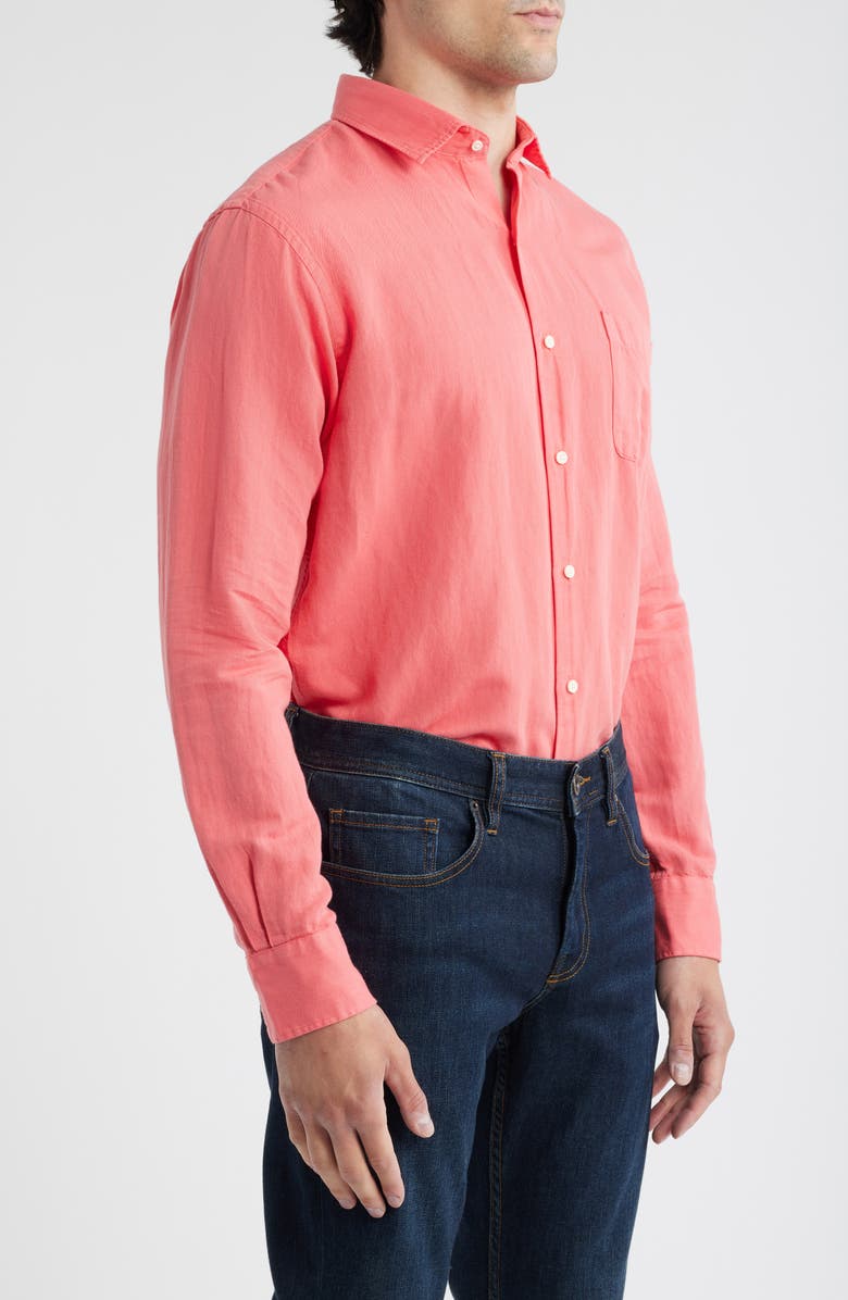 Peter Millar Canal Linen & Cotton Sport Shirt, Alternate, color, Geranium