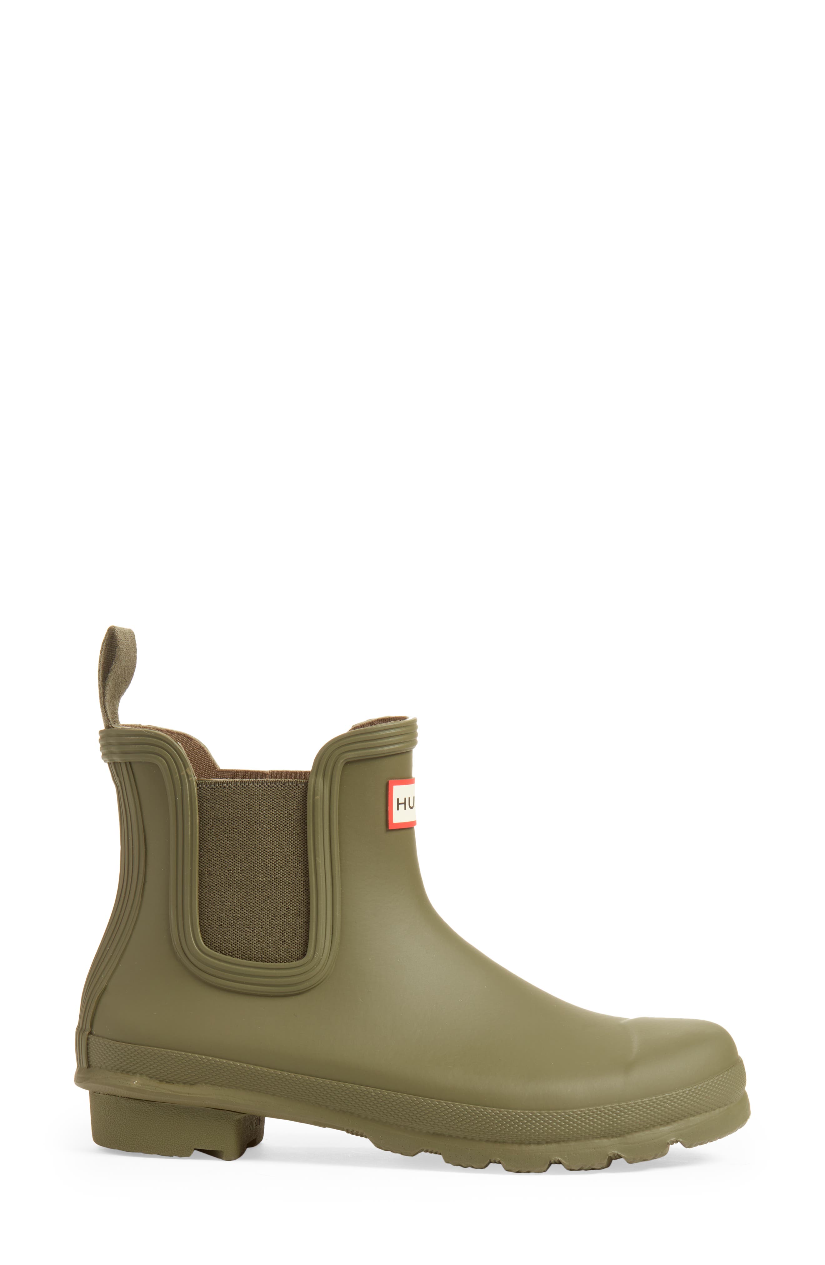 Hunter Original Waterproof Chelsea Rain Boot, Alternate, color, Olive Leaf