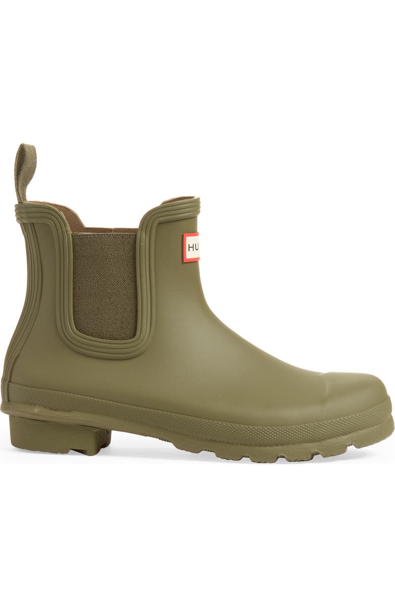 Hunter Original Waterproof Chelsea Rain Boot, Alternate, color, Olive Leaf
