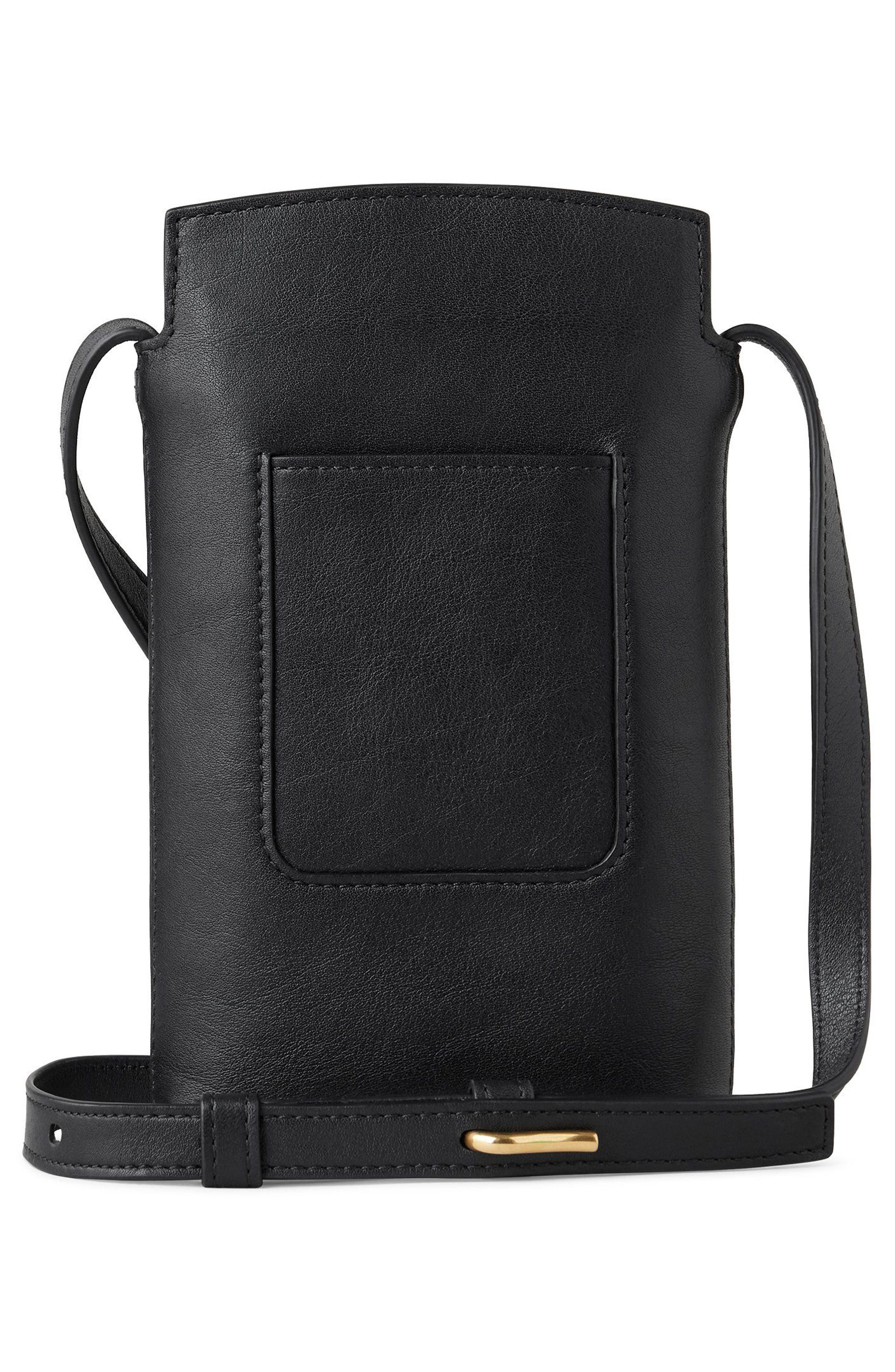 Clovelly Refined Leather Phone Pouch, Alternate, color, BLACK