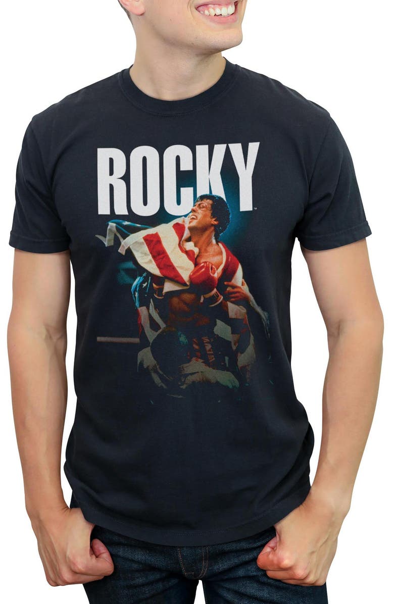 Rocky IV Men's Rocky IV American Flag Movie Poster Graphic T-Shirt, Main, color, Black