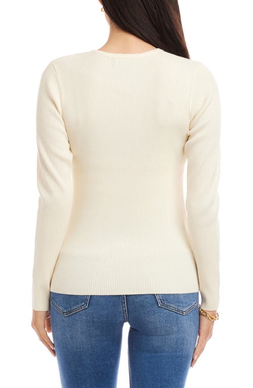 Karen Kane Rib Henley Sweater In White