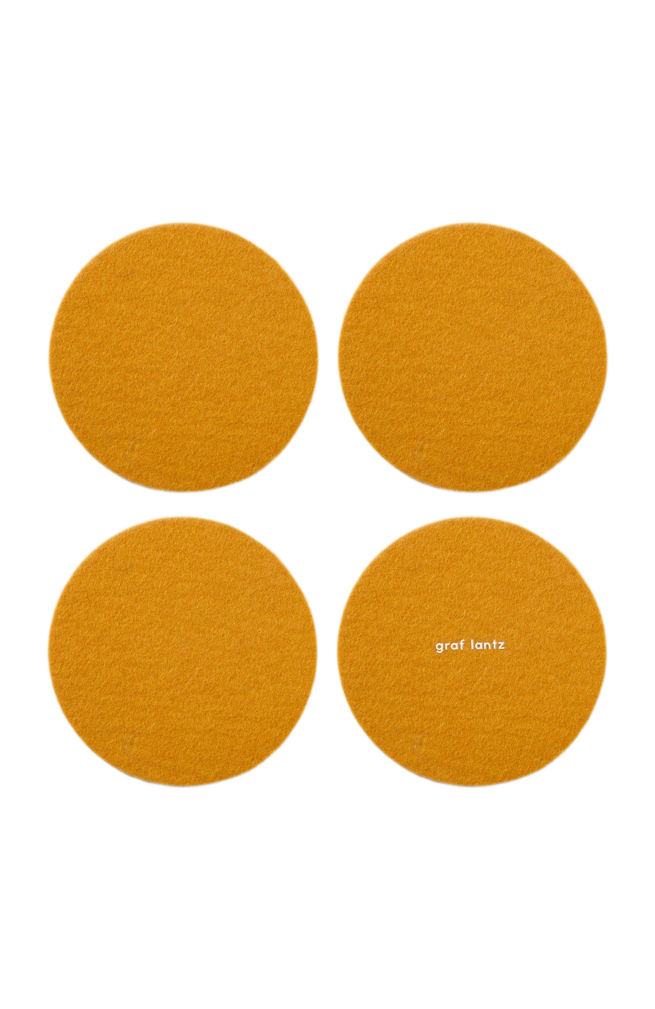 Graf Lantz Bierfilzl Merino Wool Round Coaster Solid 4 Pack - Turmeric, Medium