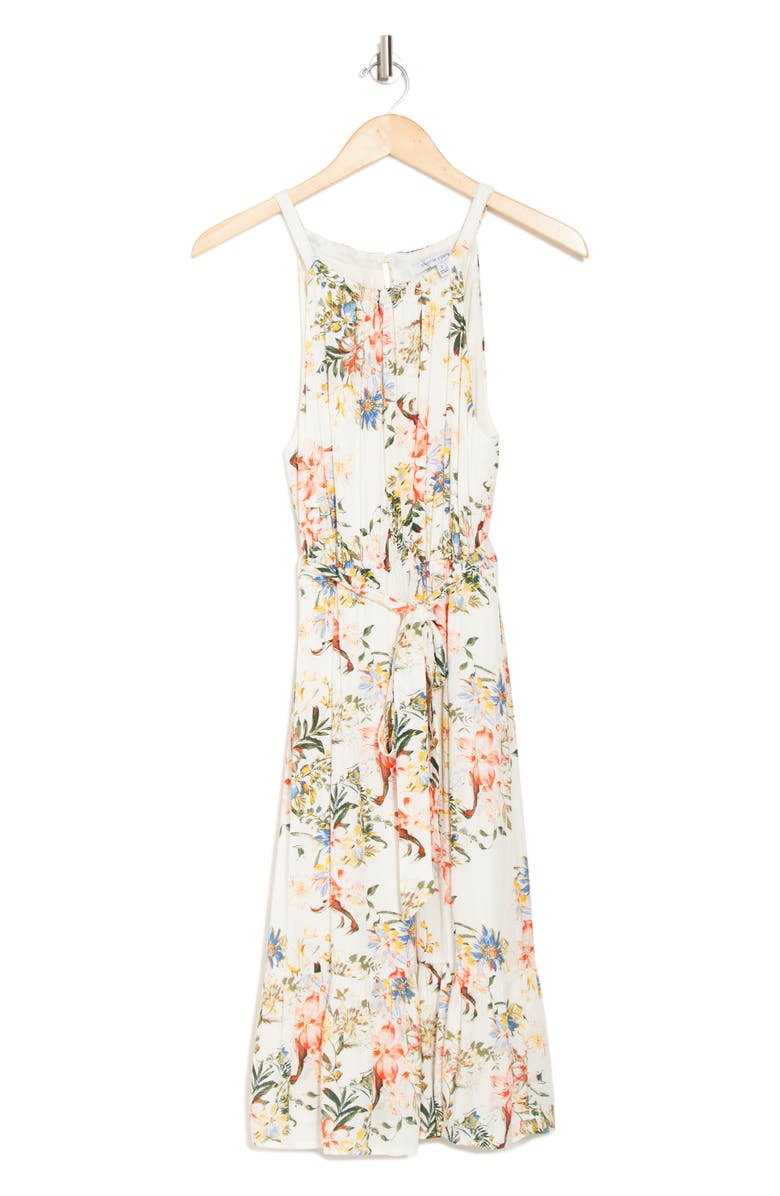 Collective Concepts Halter Floral Print Ruffle Hem Midi Dress, Alternate, color, 