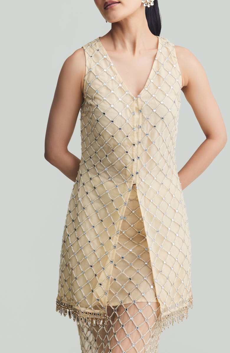 holiCHIC Mariah Sleeveless Top & Maxi Skirt Set, Alternate, color, Gold