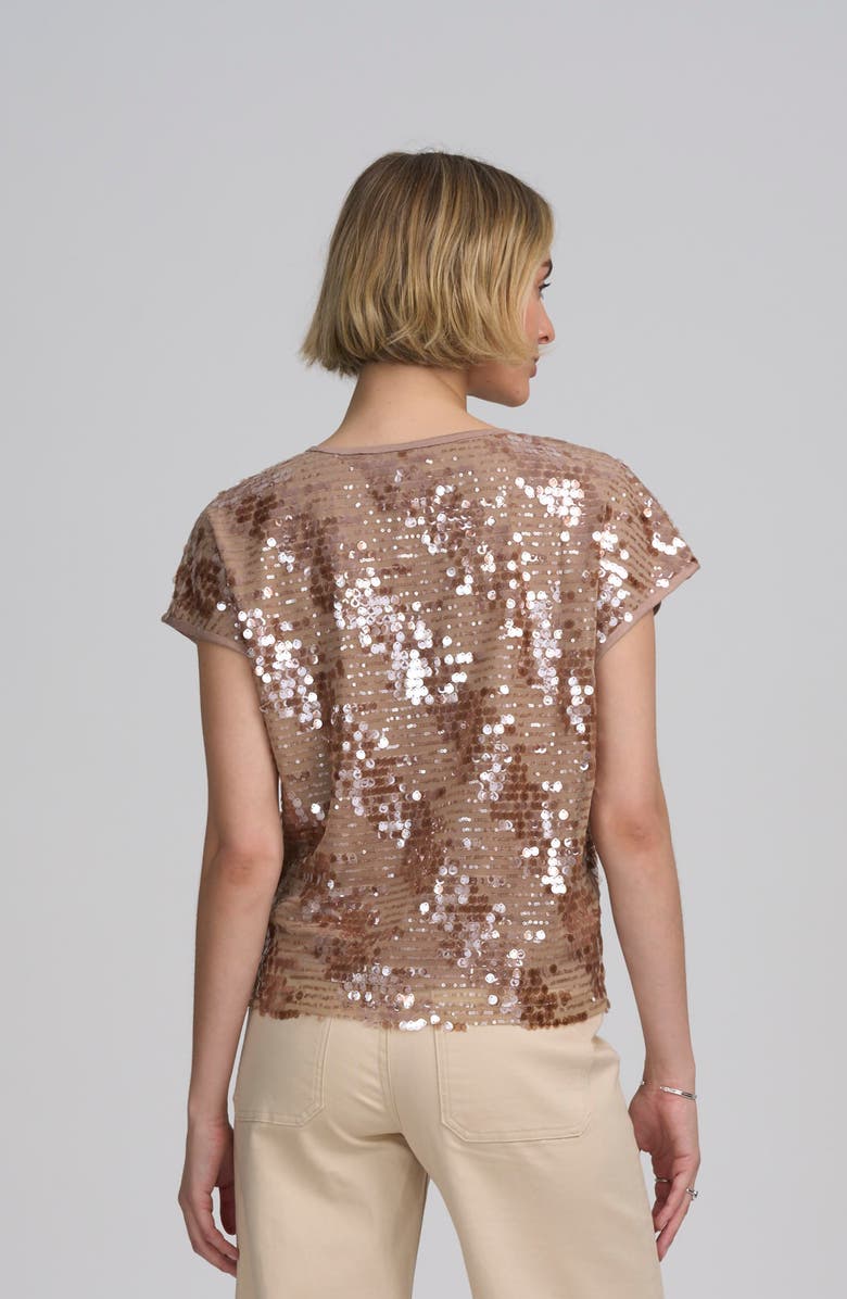 ELLE Collection Sequin Tee, Alternate, color, Cappuccino