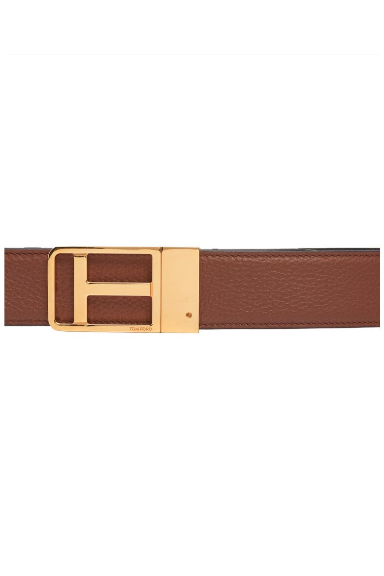 Framed T Buckle Reversible Soft Grain Leather Belt, Alternate, color, 3BN40 MID BROWN/ BLACK