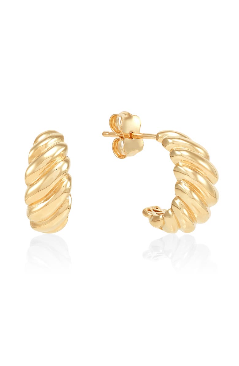 Frankie & Zoe J Hoop Earrings, Main, color, Yellow Gold