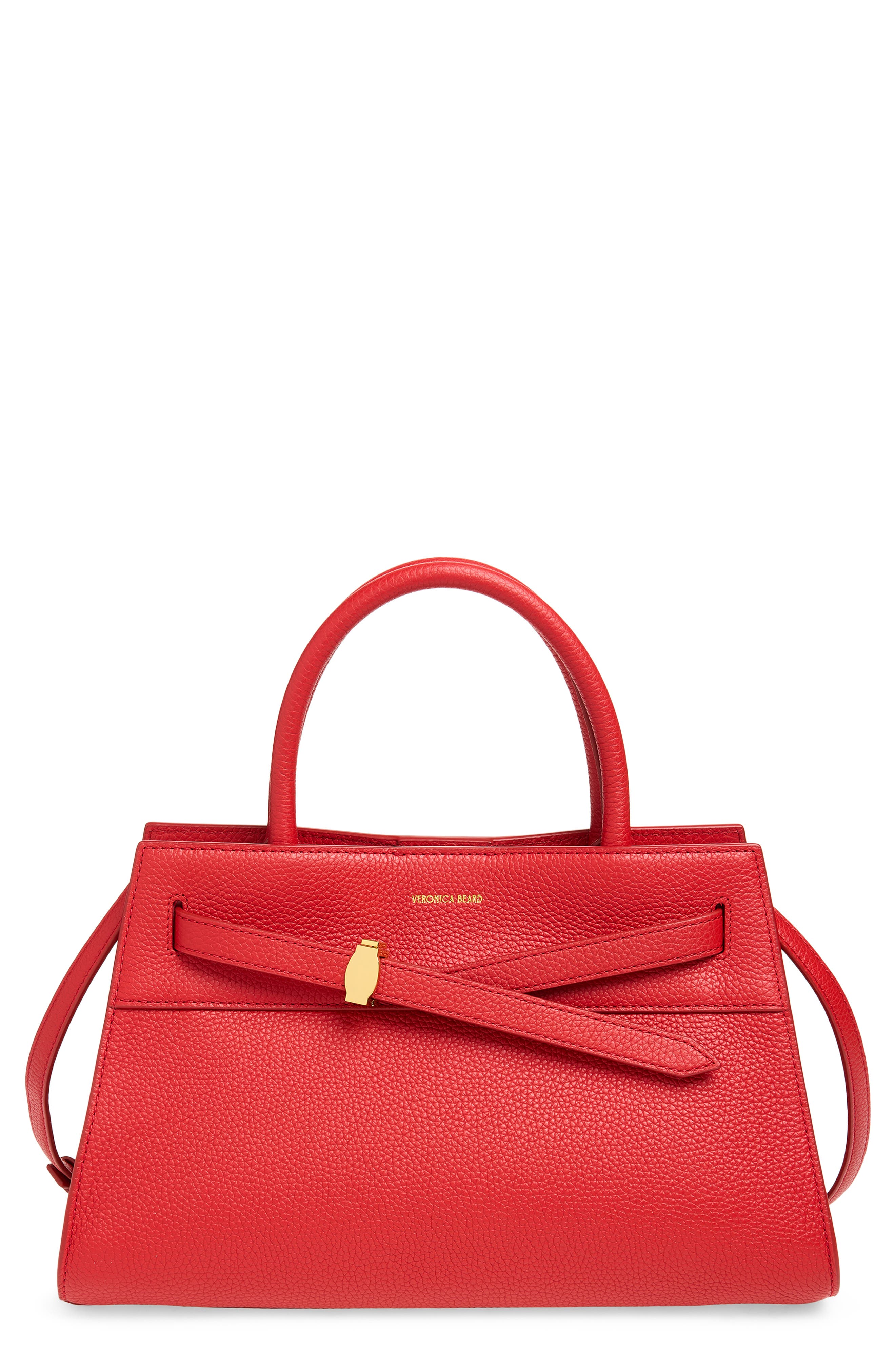 Veronica Beard Dash Leather Top Handle Bag, Main, color, Red