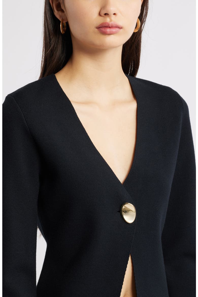 Structured One-Button Cardigan, Alternate, color, BLACK