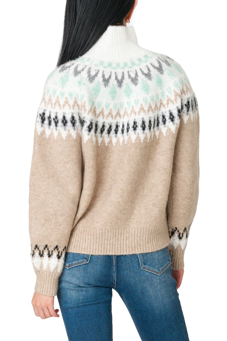 Fair Isle Mock Neck Sweater, Alternate, color, NEUTRAL COMBO