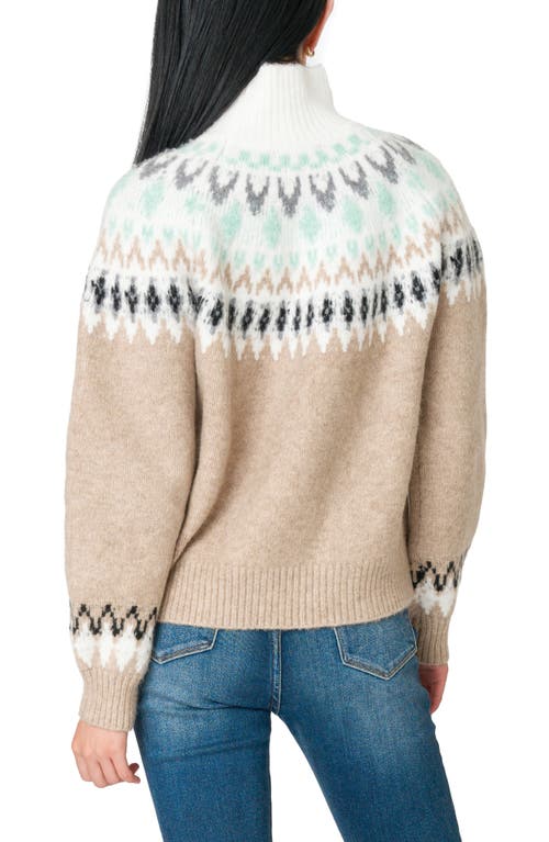 Gibsonlook Fair Isle Mock Neck Sweater In Brown