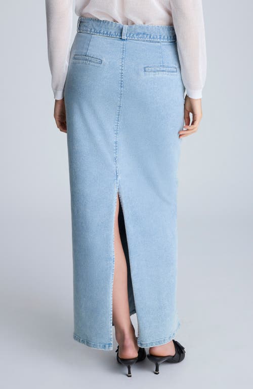 Kenneth Cole Fly Front Belted Maxi Skirt In Blue