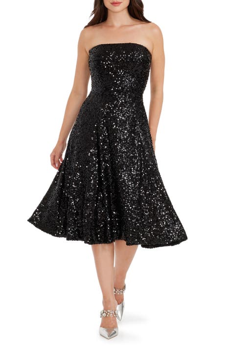 black slit dress Strapless Corset Lace Long Prom with – FancyVestido Rave Outfit Chanel Sequin Black Dress Size:16.5-36-37