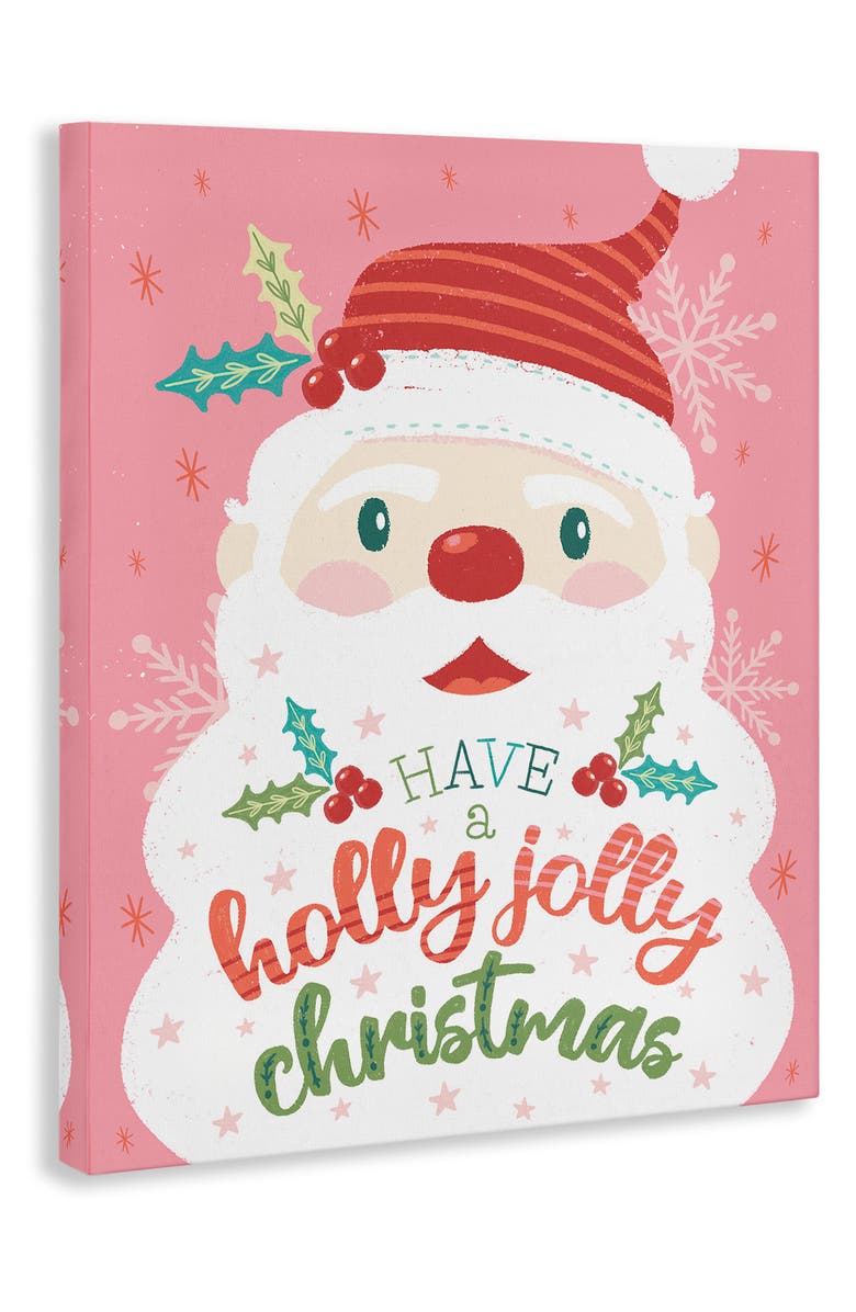 Stupell Industries Holly Jolly Santa Canvas Wall Art, Alternate, color, Pink