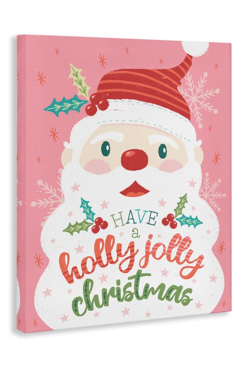 Stupell Industries Holly Jolly Santa Canvas Wall Art In Pink