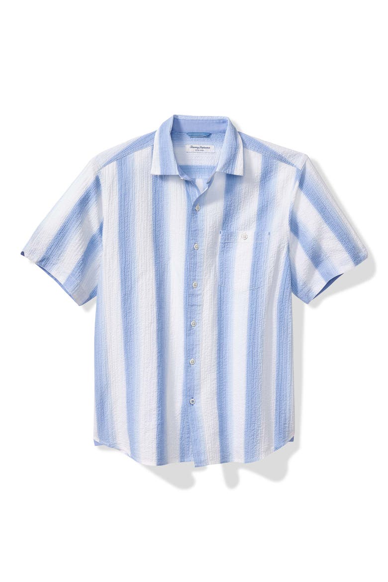 Nova Wave Maliblue Stripe Short Sleeve Button-Up Shirt, Main, color, BIG SKY BLUE