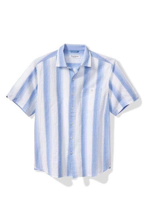 Nova Wave Maliblue Stripe Short Sleeve Button-Up Shirt
