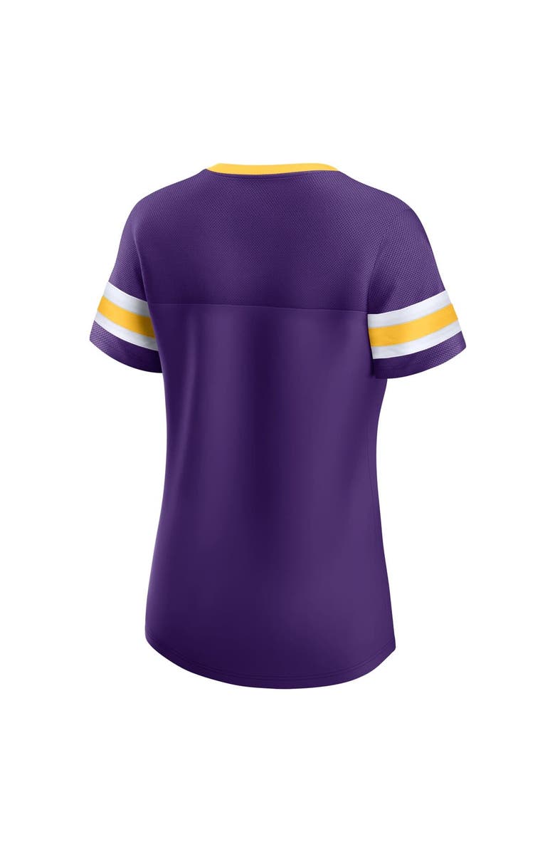 FANATICS Women's Fanatics Purple Minnesota Vikings Bling Athena Jersey Style Lace-up T-Shirt, Alternate, color,