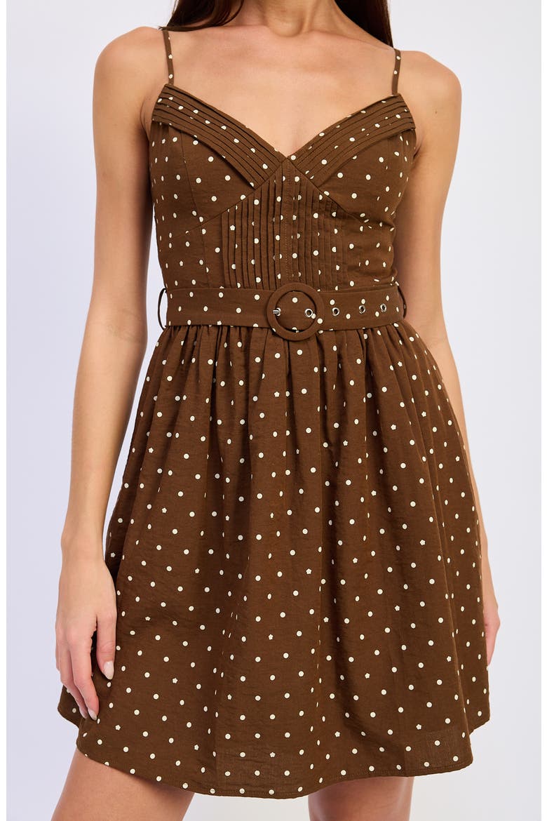 Stella Belted Fit & Flare Minidress, Alternate, color, BROWN IVORY