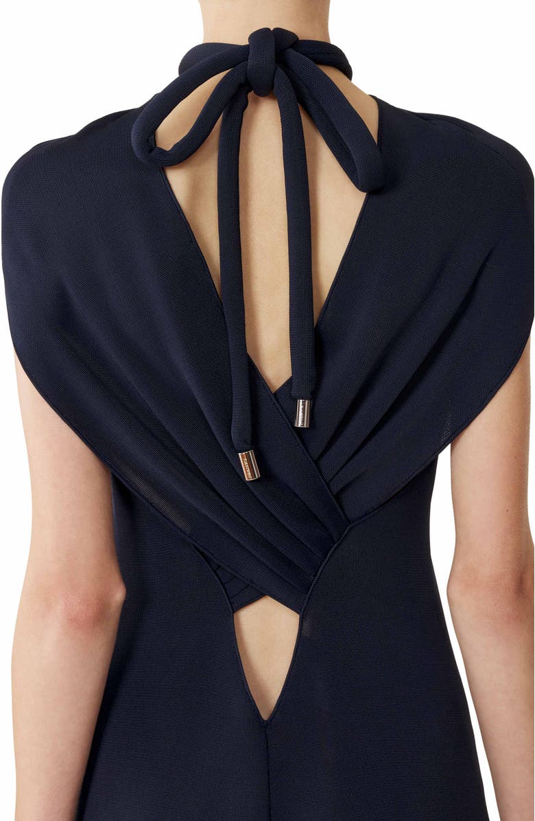 Lanvin Tie-Neck Top In Viscose, Alternate, color, Navy Blue