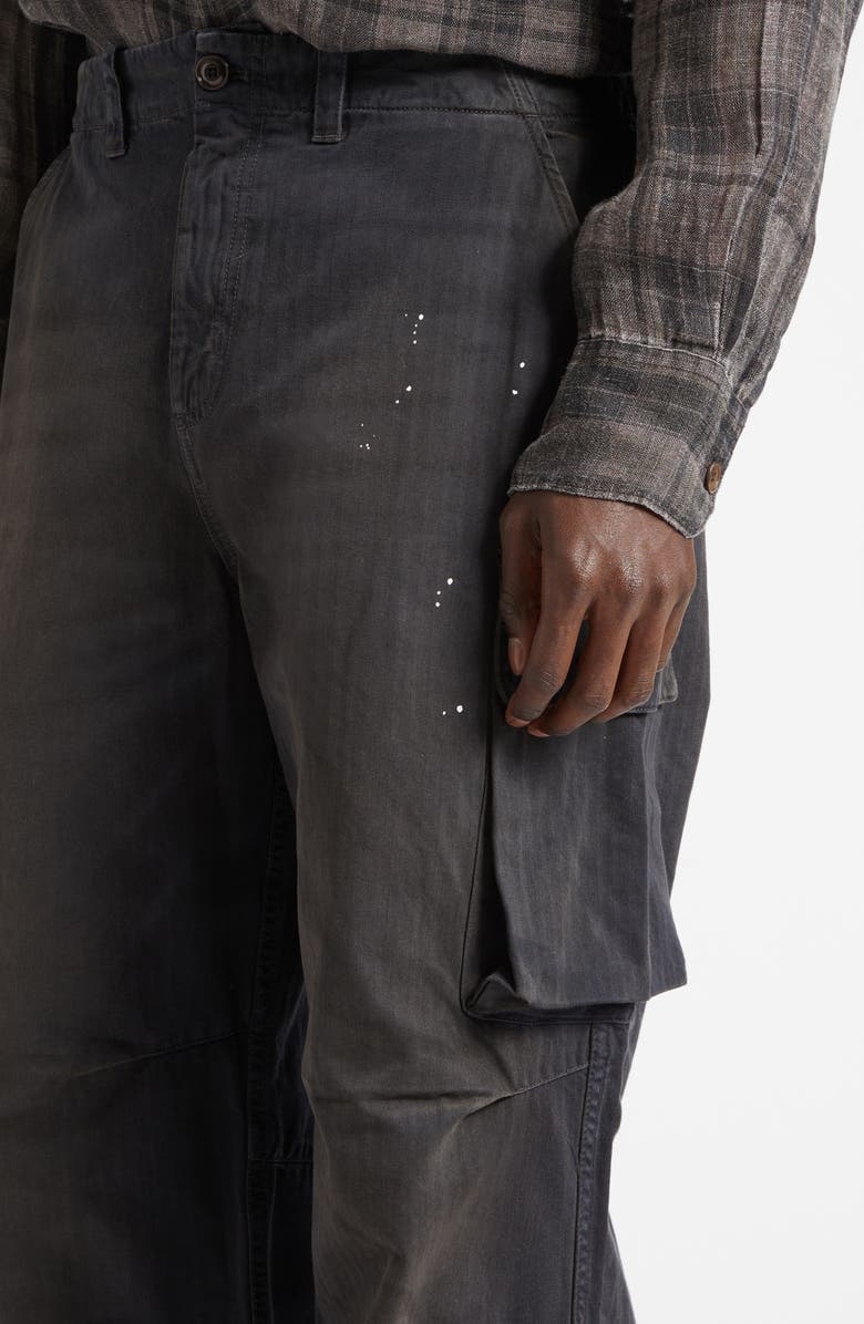 OUR LEGACY Mount Paint Splattered Cotton Herringbone Cargo Pants, Alternate, color, Nebula Wash Jungle Herringbone