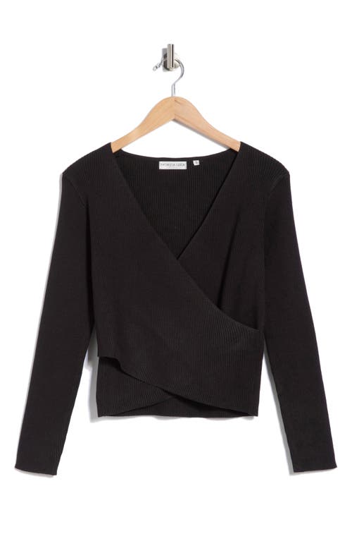 Patrizia Luca Solid Faux Wrap Sweater In Black