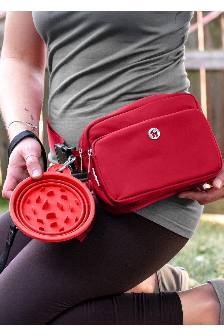 Slow-Feeding, BPA-Free Silicone Travel Dog Bowl, Alternate, color, Ruby Red