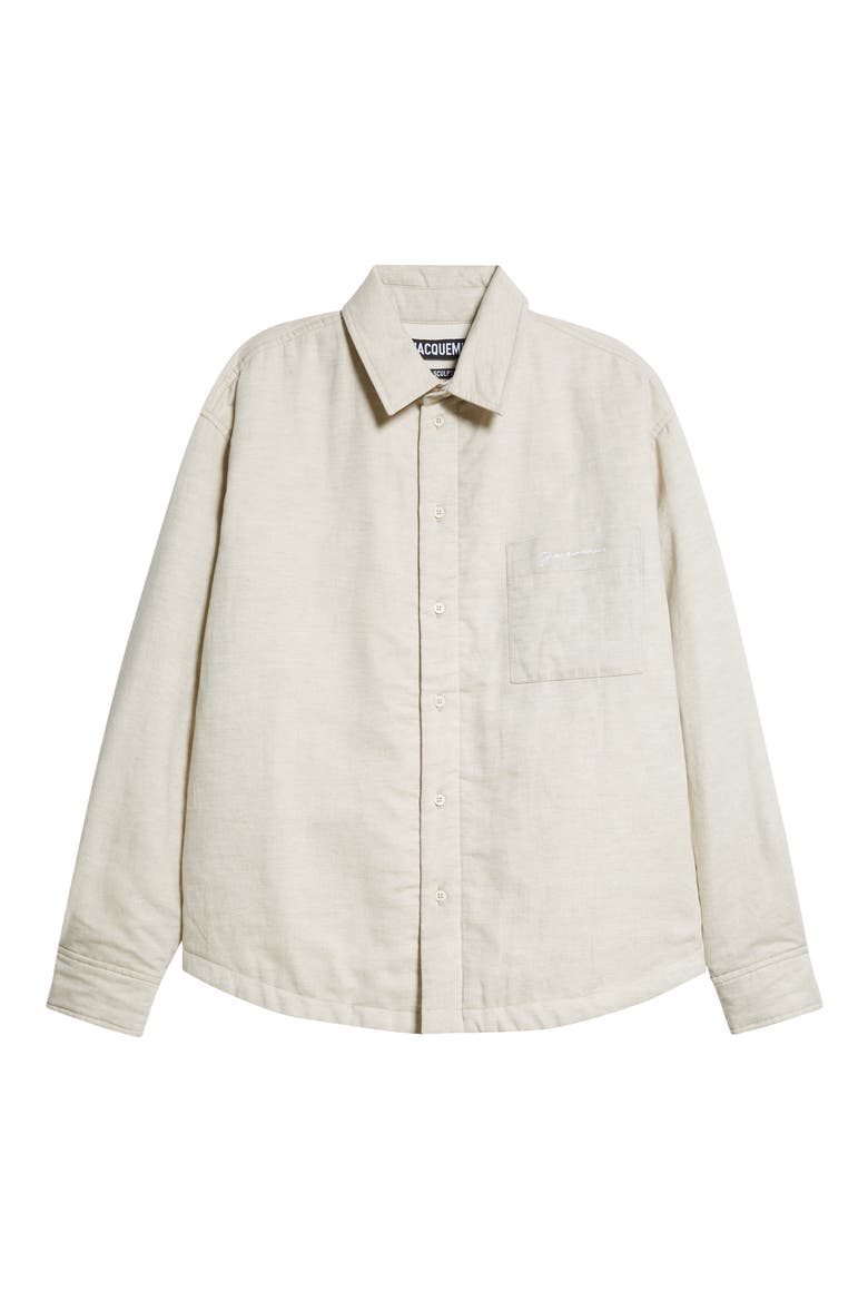 La Chemise Boulanger Padded Cotton & Linen Overshirt, Alternate, color, LIGHT BEIGE