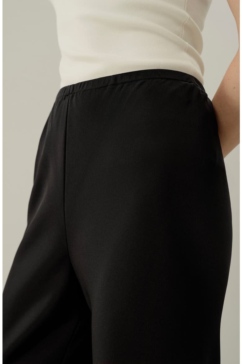 Women's Bias Cut Straight Leg Silk Pants, Alternate, color, Black