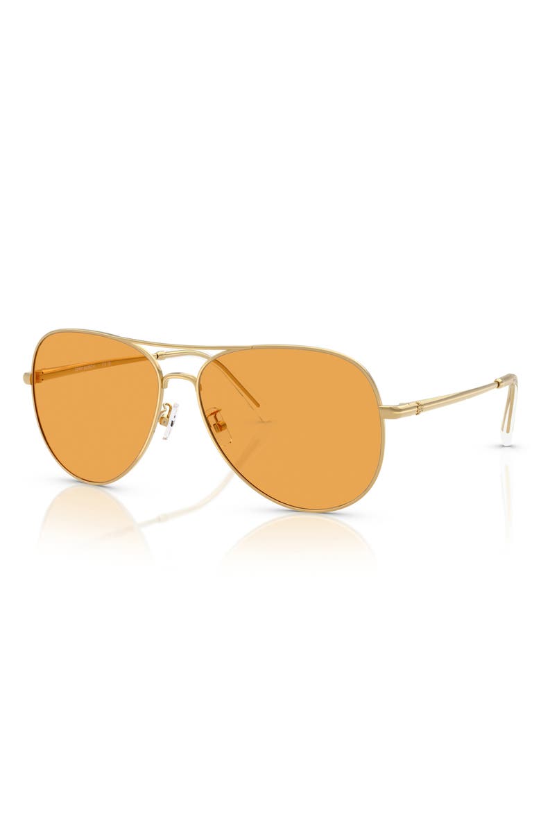 Tory Burch 60mm Pilot Sunglasses, Alternate, color, Yellow Gold / Orange