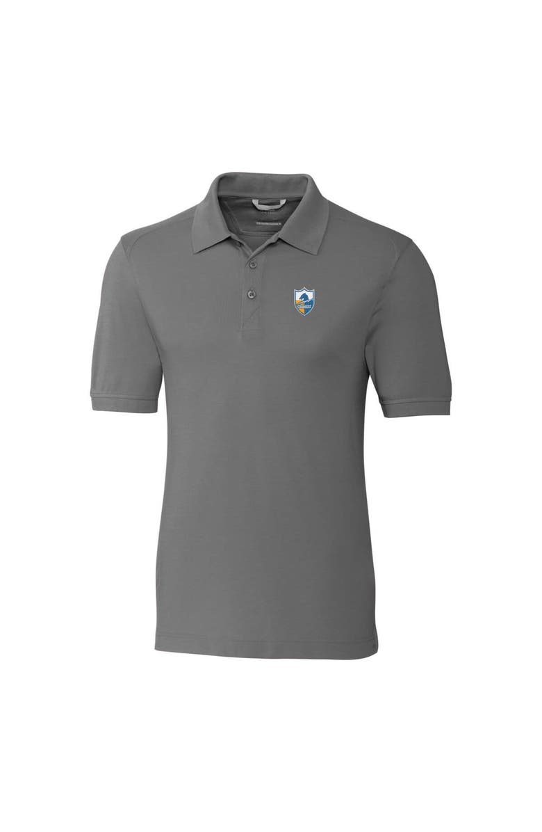 Cutter & Buck Men's Cutter & Buck Steel Los Angeles Chargers Advantage Tri-Blend Pique Throwback Polo, Alternate, color,