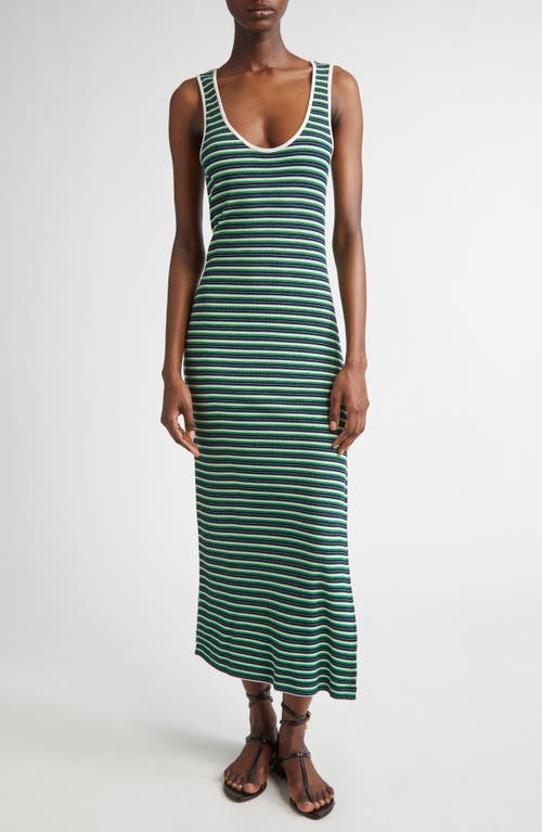 Ramy Brook Everest Stripe Scoop-neck Midi Dress In Spring Navy Stripe Combo