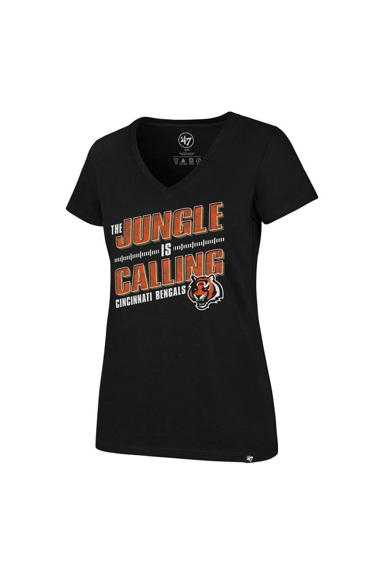 Women's '47 Black Cincinnati Bengals Team Regional Ultra Rival V-Neck T-Shirt, Alternate, color, Black
