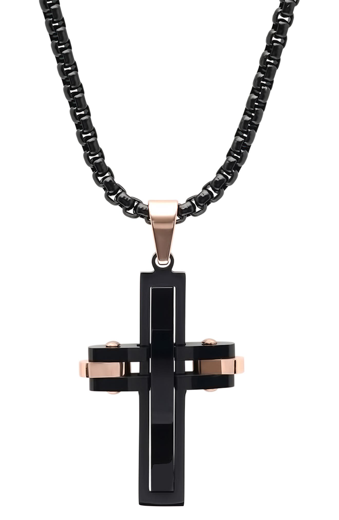 HMY JEWELRY Two-Tone Cross Pendant Necklace