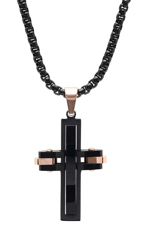 Two-Tone Cross Pendant Necklace