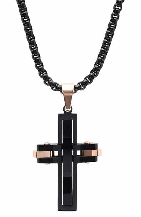 HMY JEWELRY Two-Tone Cross Pendant Necklace
