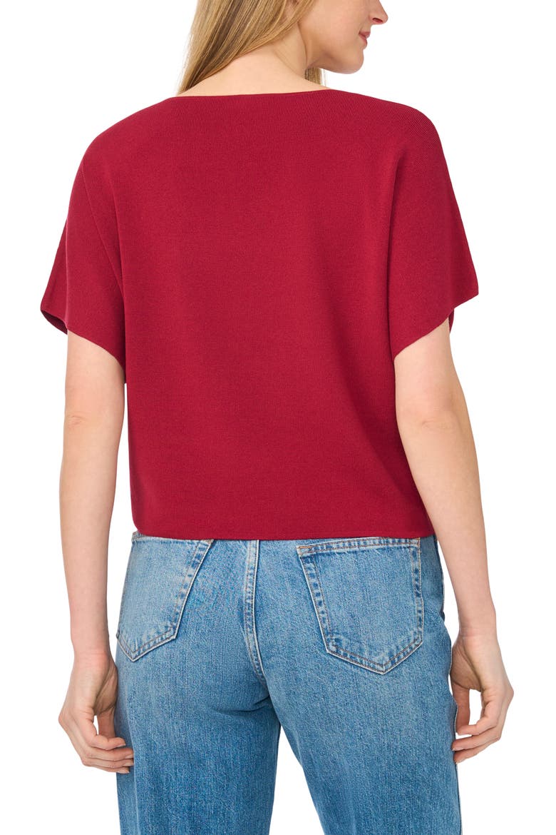 Short Sleeve Crop Sweater, Alternate, color, CURRANT RED