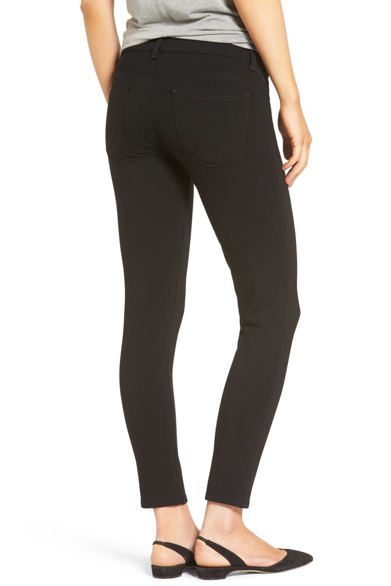 Donna Ponte Knit Skinny Jeans, Alternate, color, BLACK