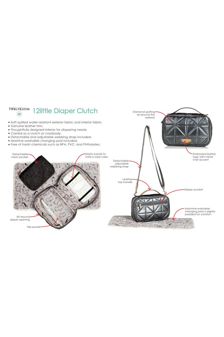 Water Resistant Nylon Diaper Clutch, Alternate, color, PEWTER