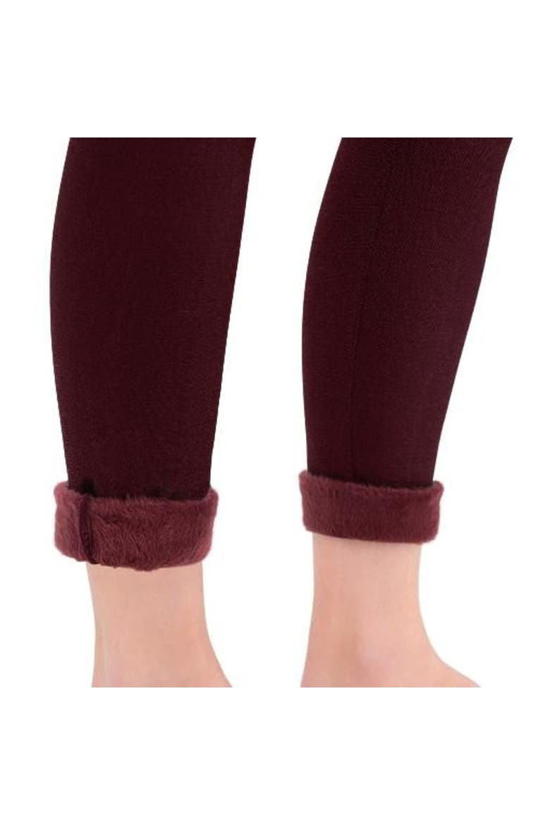 High Waisted Fur Lined Leggings, Alternate, color, Wine