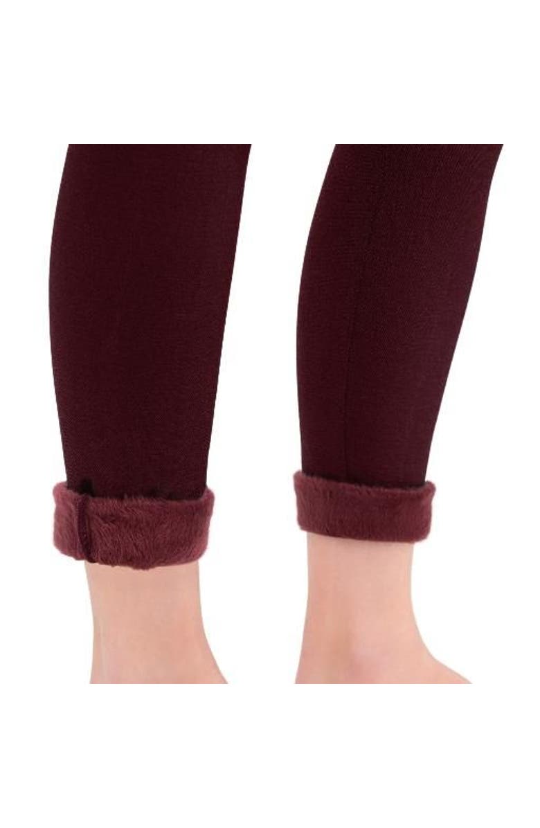MUK LUKS High Waisted Fur Lined Leggings, Alternate, color, Wine