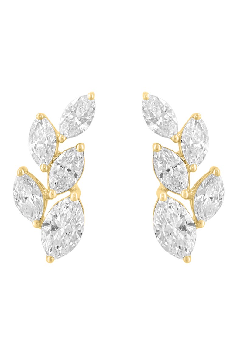 Lab Grown Diamond Leaf Stud Earrings, Alternate, color, GOLD