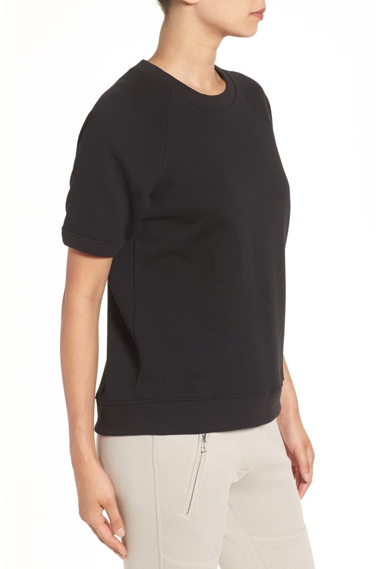 'Cara' Short Sleeve Sweatshirt, Alternate, color, BLACK