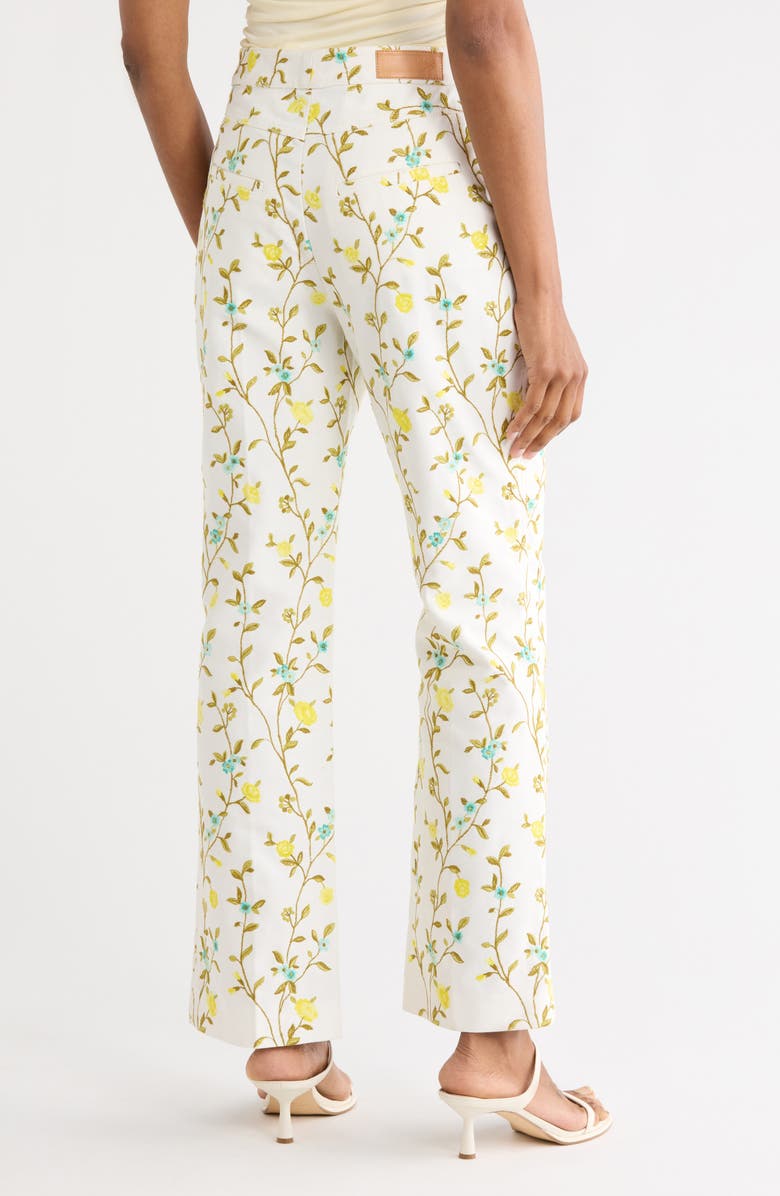 Longchamp Floral Cotton Blend Pants, Alternate, color, Lemon