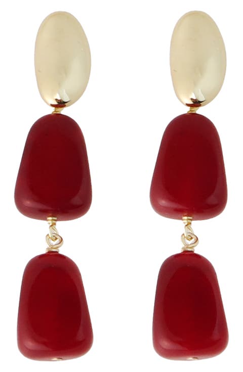 Genuine Stone Linear Drop Earrings