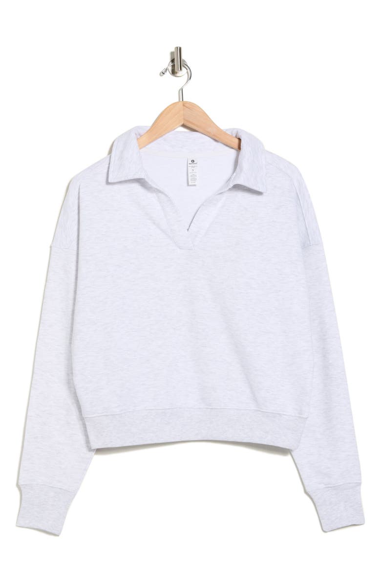 90 DEGREE BY REFLEX French Terry Chill Mode Polo Sweatshirt, Alternate, color, Heather Light Grey